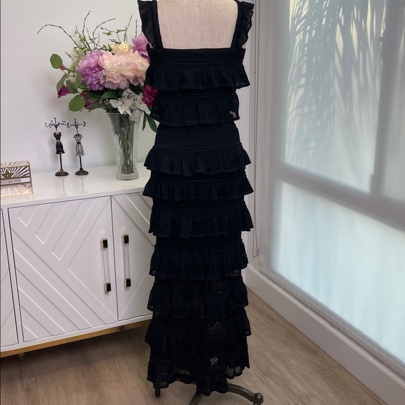 NWT Black Ruffle Knit Two Piece Set - Maxi Skirt and Cropped Tank - size SMALL - Picture 6 of 8